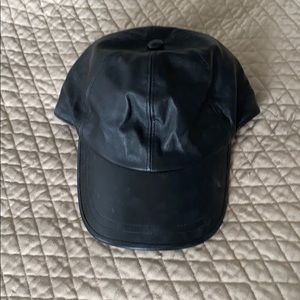 Black leather adjustable hat